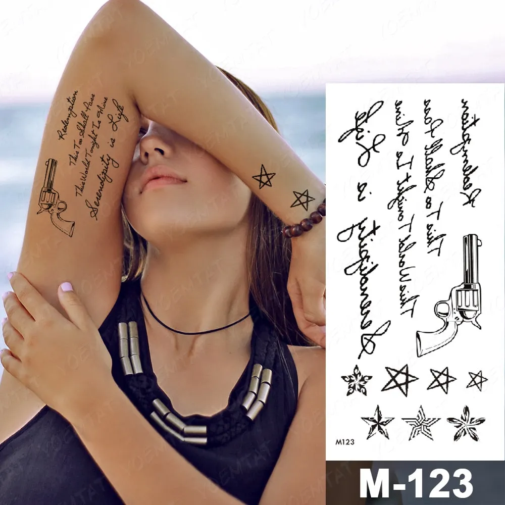 Arabic Language Waterproof Temporary Tattoo Sticker Black Love Text Word Letter Body Art Arm Couple Fake Tatoo For Women Men