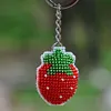 Full Bead Embroidery Keychain Strawberry Printed Craft Gifts(3.5x4.5cm)