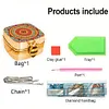 (US Local)Mandala Diamond Painting Mirror Bag Rhinestone Jewelry Box for Women (Gold)