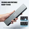 Mini Foldable Bluetooth Keyboard with Magnetic Holder, Aluminum Alloy Mini Silent Folding Keyboard Portable Lightweight Portable Bluetooth Keyboard Android Rechargeable Keyboard for Tablets, iPads, Mobile Phones