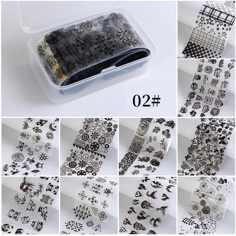 10Pcs/Bag Nail Art Transfer Foil Sticker Abstract Image Blue French Tip Wraps Adhesive Decals Nails Decoration Accessories-Nail Inspo