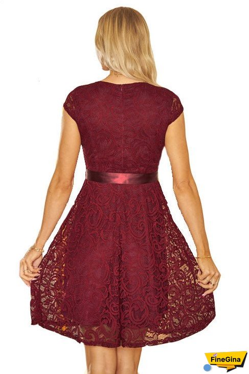 Dark Navy Lace Cap Sleeves A-Line Party Dress