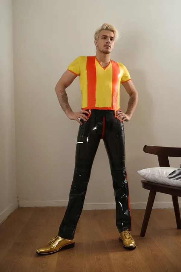 Men Latex Catsuits Weekender Short-Sleeved 