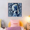 Blue And White Porcelain-Pearl Earring Girl-14CT Stamped/Counted Cross Stitch 40*40cm/15.75*15.75in