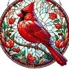 (Upgrade Size)DIY Diamond Painting Art Double Sided Effect Pendant Colorful Stained Glass Hanging Ornament Kit(Cardinal)