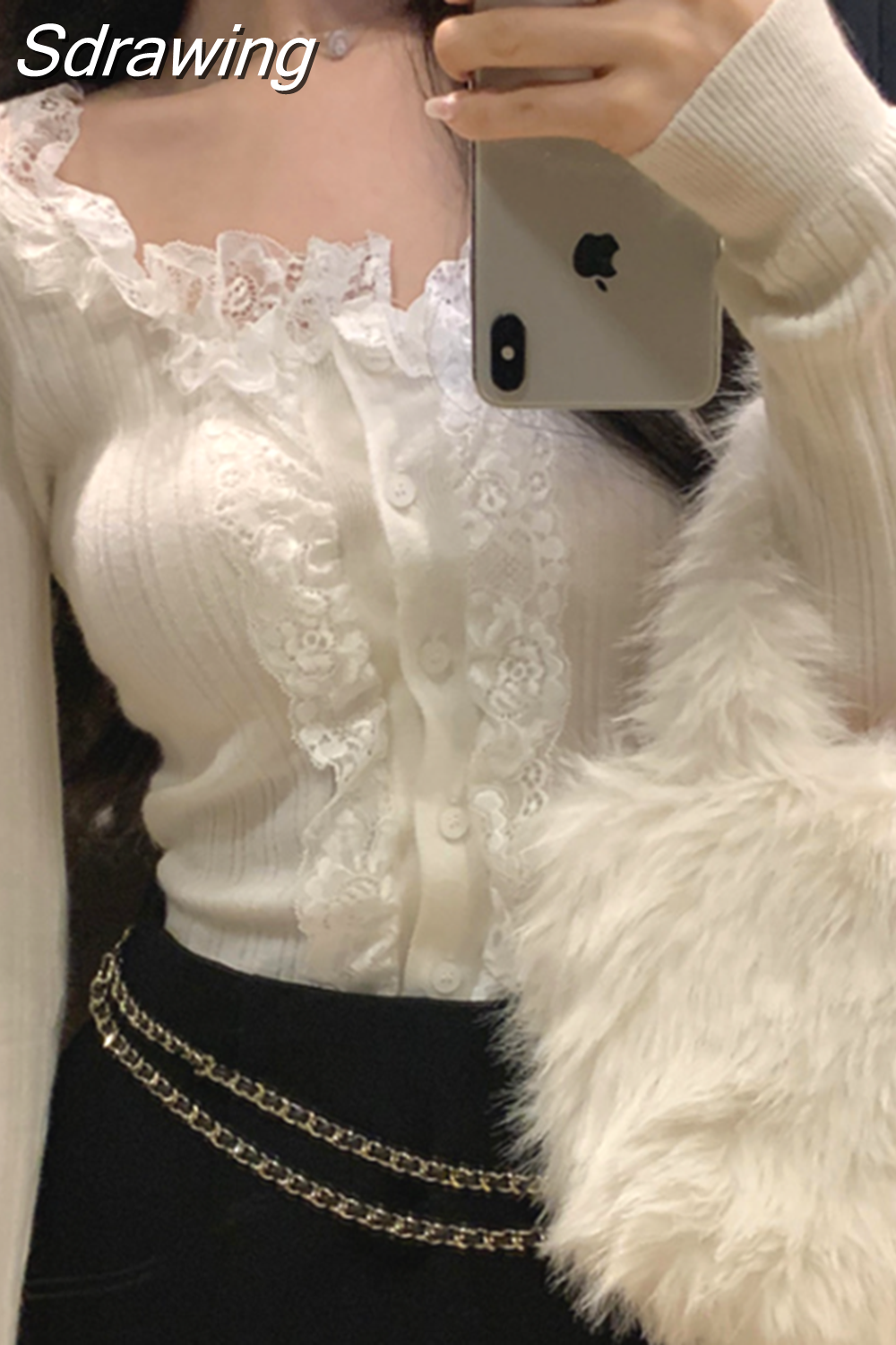 Sdrawing Korean Fashion Cardigan Sweat Women Knit Long Sleeve Top Sweet Cute Shirt Knitwears Youth Clothing 2023 New