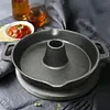 28CM Thick Turkey Pot with Handle Cast Iron Pre-Seasoned Chicken Roaster Pan