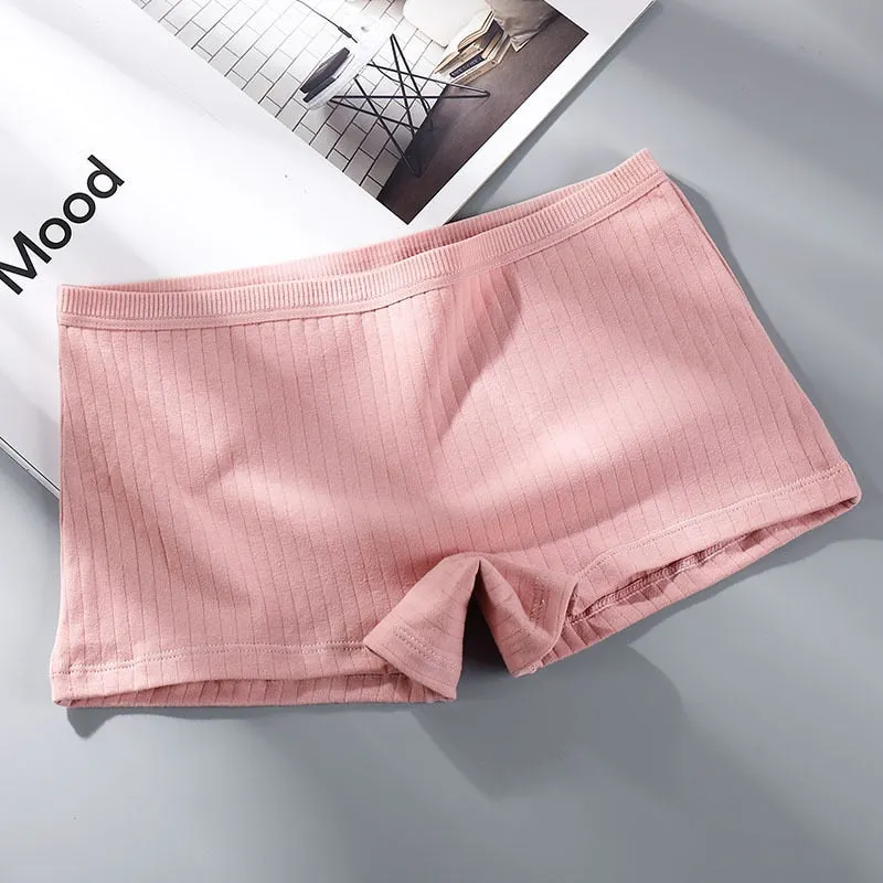 Women's Cotton Underwear Panties Sexy Solid Boxers Fashion Comfort Girl Boxers Mid Waist Seamless Underpants Female Lingerie