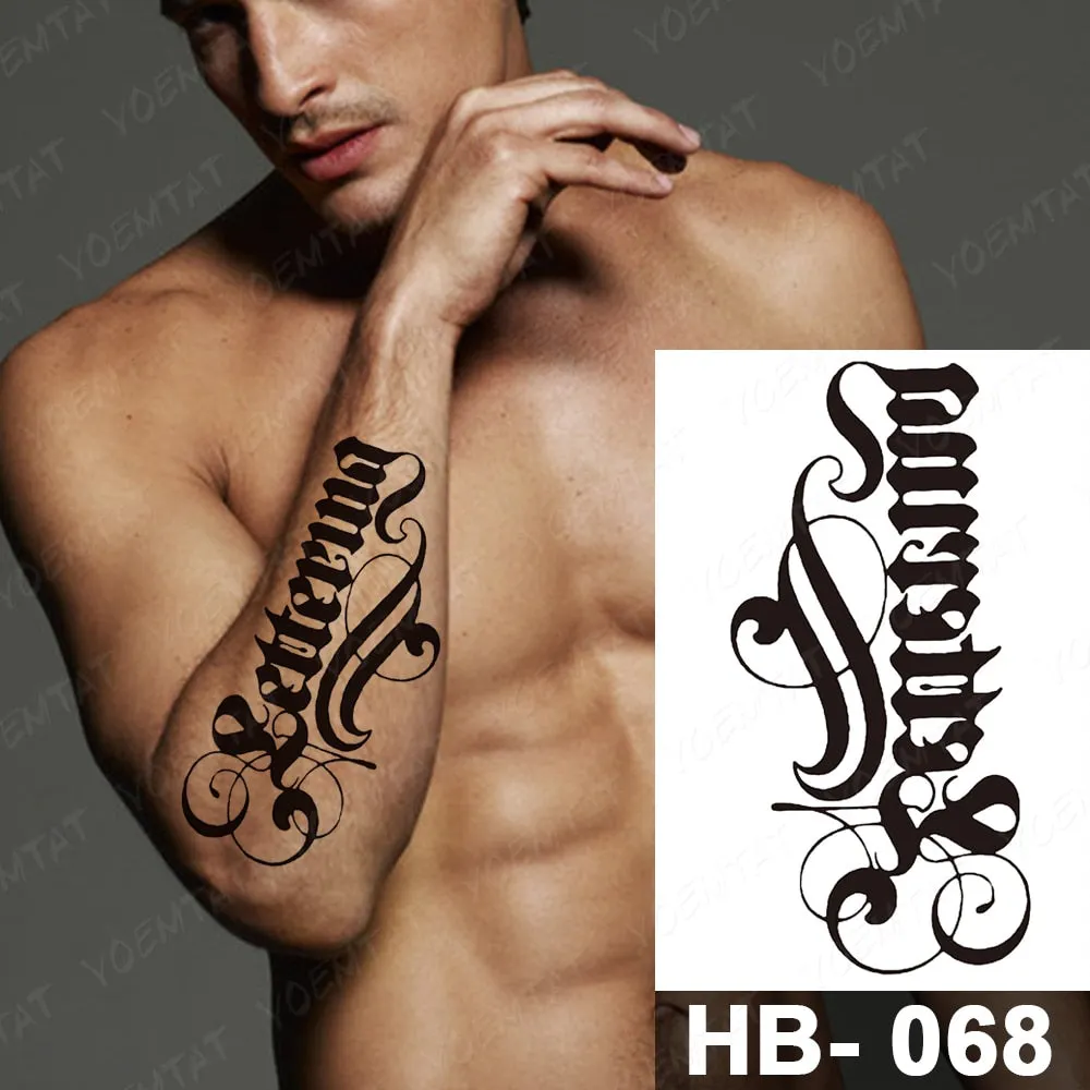 Arabic Language Waterproof Temporary Tattoo Sticker Black Love Text Word Letter Body Art Arm Couple Fake Tatoo For Women Men