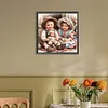 Poup&eacute;e gar&ccedil;on et fille-perceuse ronde peinture diamant-40*40cm