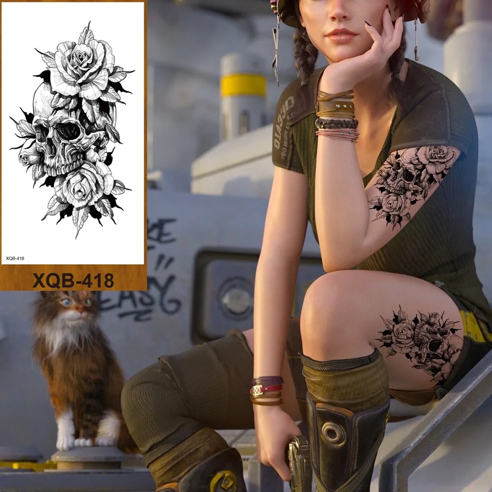 Tattoo Sticker Tribal Mighty Tiger Tatoo Men Women Africa Serengeti Lion Temporary Tattoo Black Indian Warrior Waterproof Flash