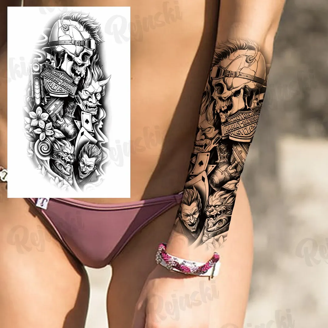 Sdrawing Thorns Temporary Tattoos For Adults Men Realistic Totem Maori Lion Compass Flower Tiger Fake Tattoo StickerArm Tatoos DIY