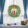 5D DIY Special Shaped Diamond Painting Christmas Hanging Wreath With Lamp String Kit