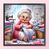 Happy Old Lady - 11CT Stamped Cross Stitch - 45*45cm