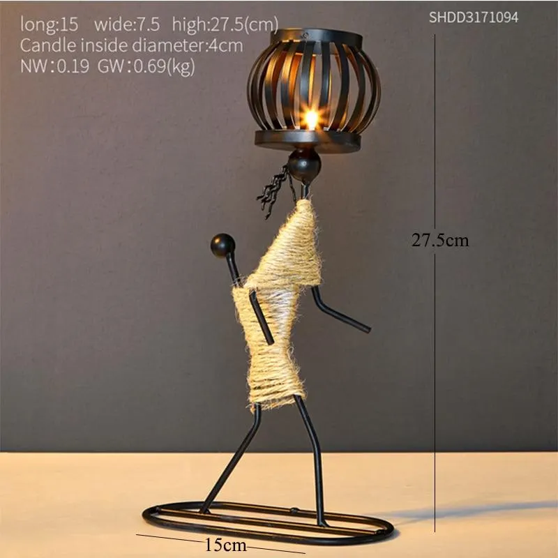 Creative Metal Candlestick Character Model Golden Candle Holder Living Room Home Decor Office Desktop Decor Accessories Gifts 1029