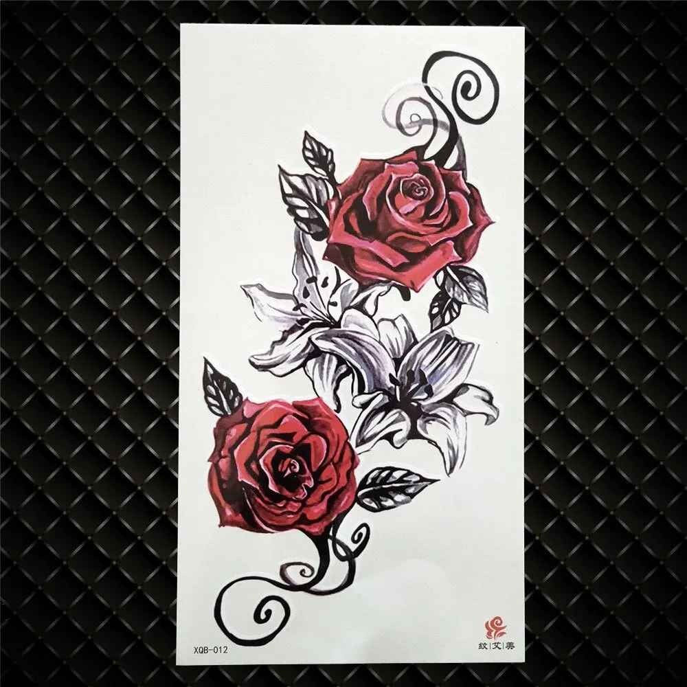 3D Skeleton Fake Temporary Tattoo For Women Men Death skull Dragon Tattoos Geometric Rose Creative Waterproof Tatoos Chest Waist
