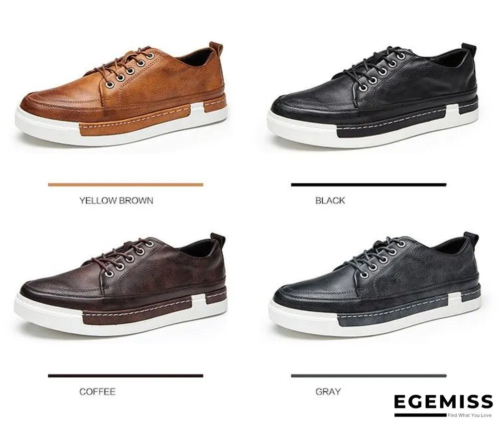 Casual Shoes Men Fashion Vintage Shoes Brown Brand Male Shoes Genuine Leather Men's Leisure Shoes | EGEMISS