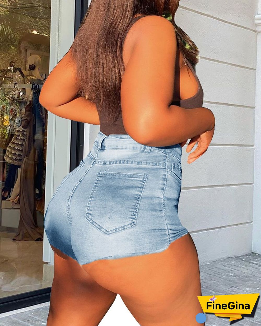 Plain Bodycon Sexy Denim Shorts