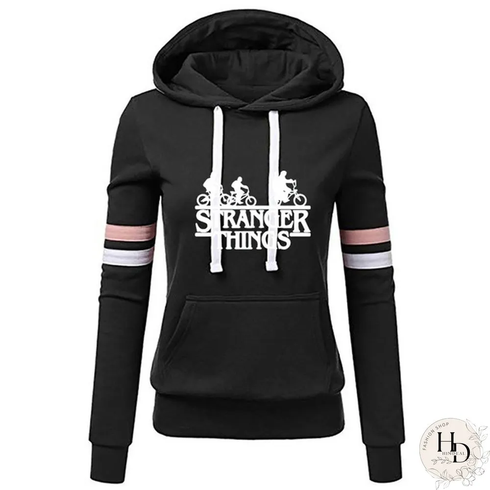Stranger Things Printed Hoodies Teens Trendy Women Slim Fit Pullover Hooded Sweatshirts
