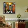 (US Local)Paint By Numbers Kit On Canvas DIY Oil Art Street Home Picture Decor 40x40cm