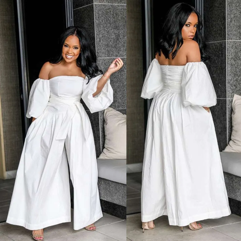 Brownm Woven Casual Attractive Off-shoulder Chest-wrapped Jumpsuit