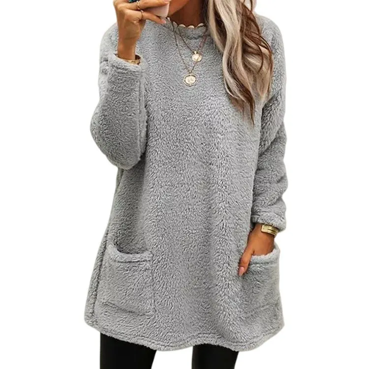 Brownm Long Sleeve Pocket Fleece Sweatshirt T-shirt Sweaters