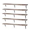 [US Local Warehouse] 5 Tier Floating Shelves 72.05x11.81x7.87in Wall Mounted Hanging Shelf with Metal Bracket for Living Room Kitchen Bathroom Home Storage