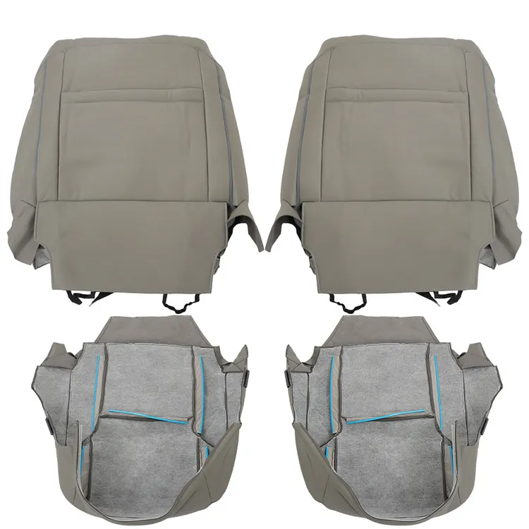 SEBLAFF 4Pcs Gray Driver Passenger Leather Seat Cover Lean Back and Bottom Replacement for 2003-2009 4Runner Sport Utility 4-Door