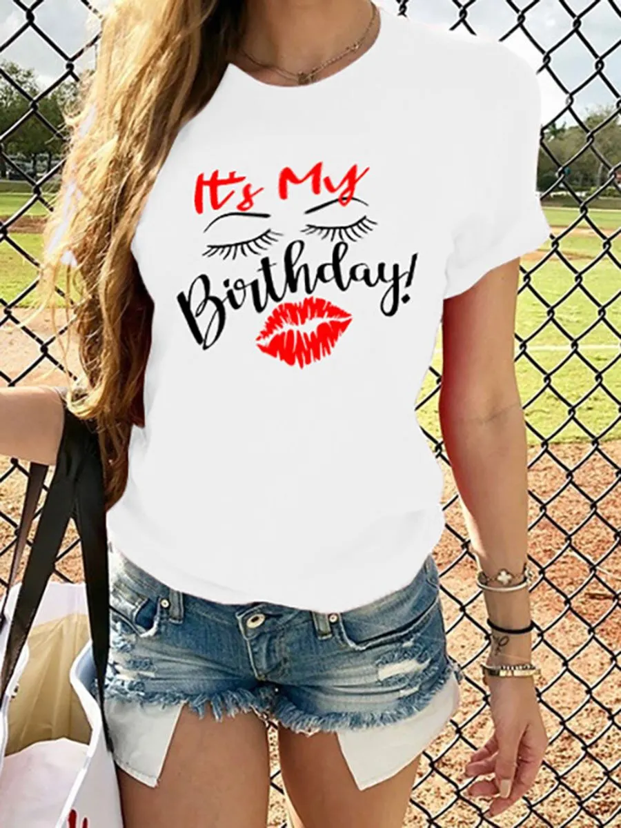 Round Neck Letters Printed T-shirt