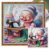 Happy Old Lady - 11CT Stamped Cross Stitch - 45*45cm