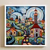 Colorful Houses - 14CT Stamped Cross Stitch - 40*40cm