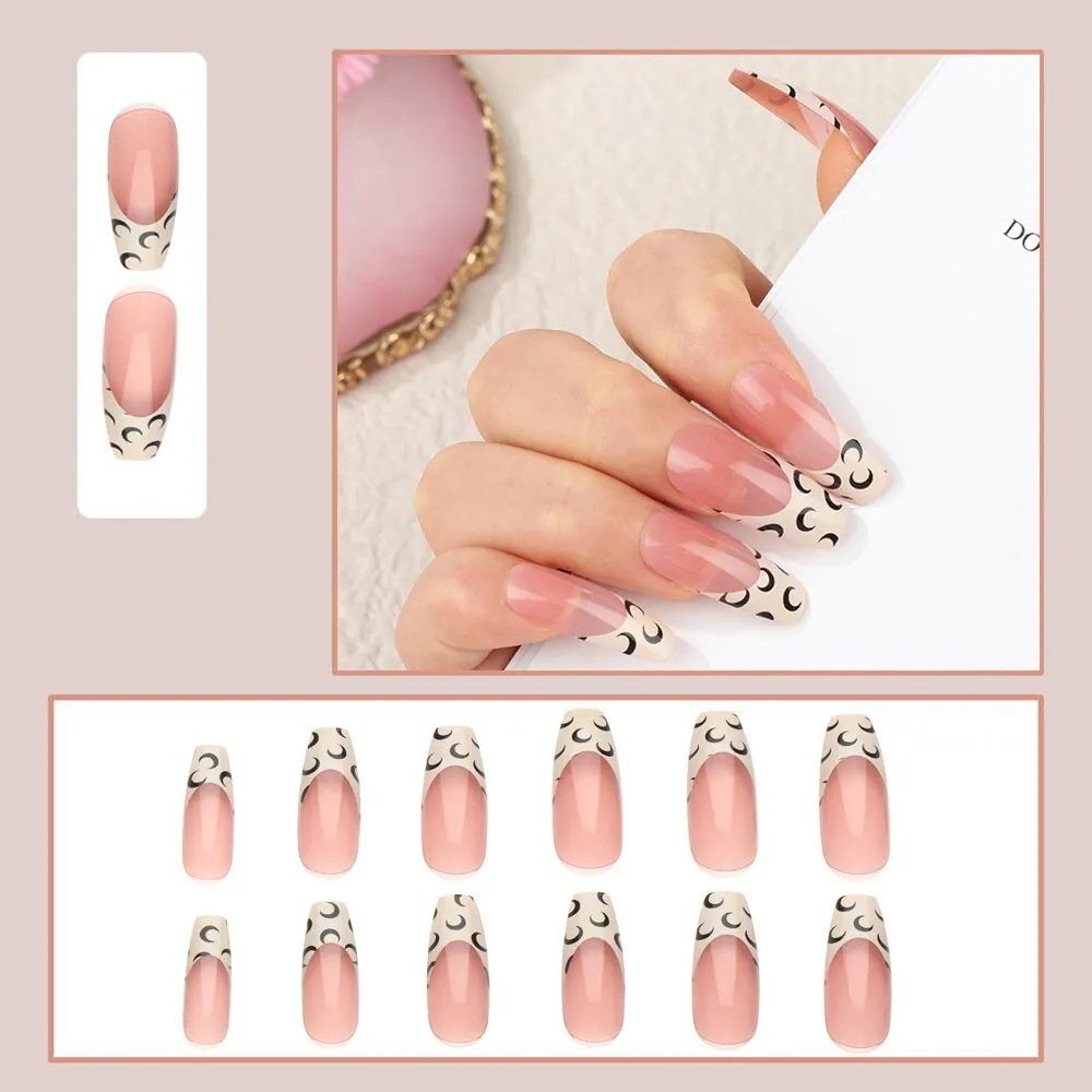 24pcs/Box Long Coffin False Nails with Dragon Pattern Design Ballerina Manicure Patches Press On Nails Full Cover Nail Tips-Nail Inspo