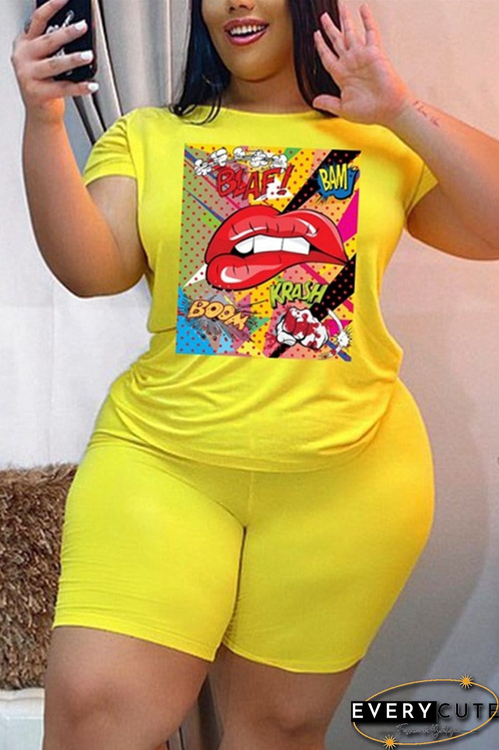 Fashion Casual Printed Plus Size Set