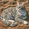 Diamond Painting -DIY Round Drill Stone Art Lying Cat(40x40cm)