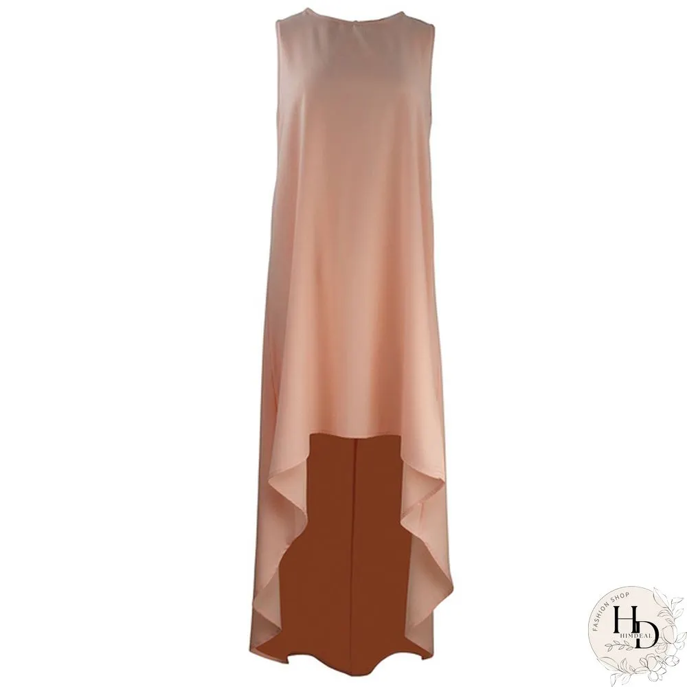 Women Summer Bohemian White Irregular Beach Dress Loose Flare Dress Tunic Female Sleeveless Beachwear Solid Boho Gowns Dresses