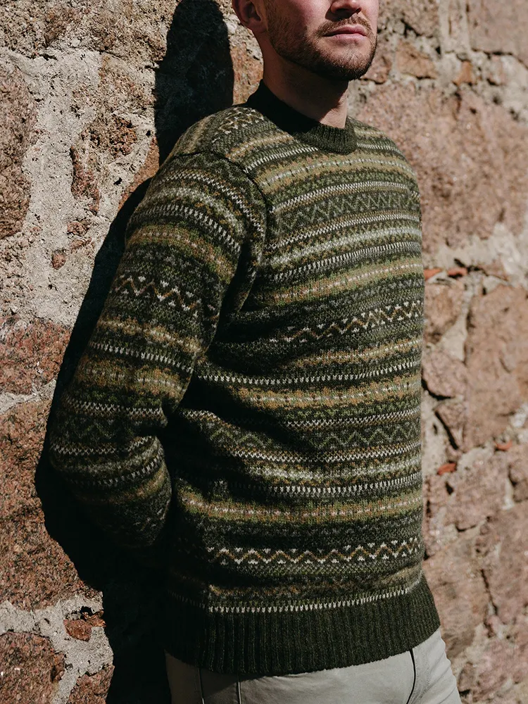 Vintage Brodie Knit Jacquard Crew Neck Sweater