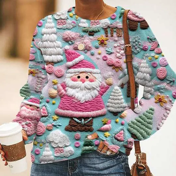 Santa Claus Printed Casual Sweatshirt