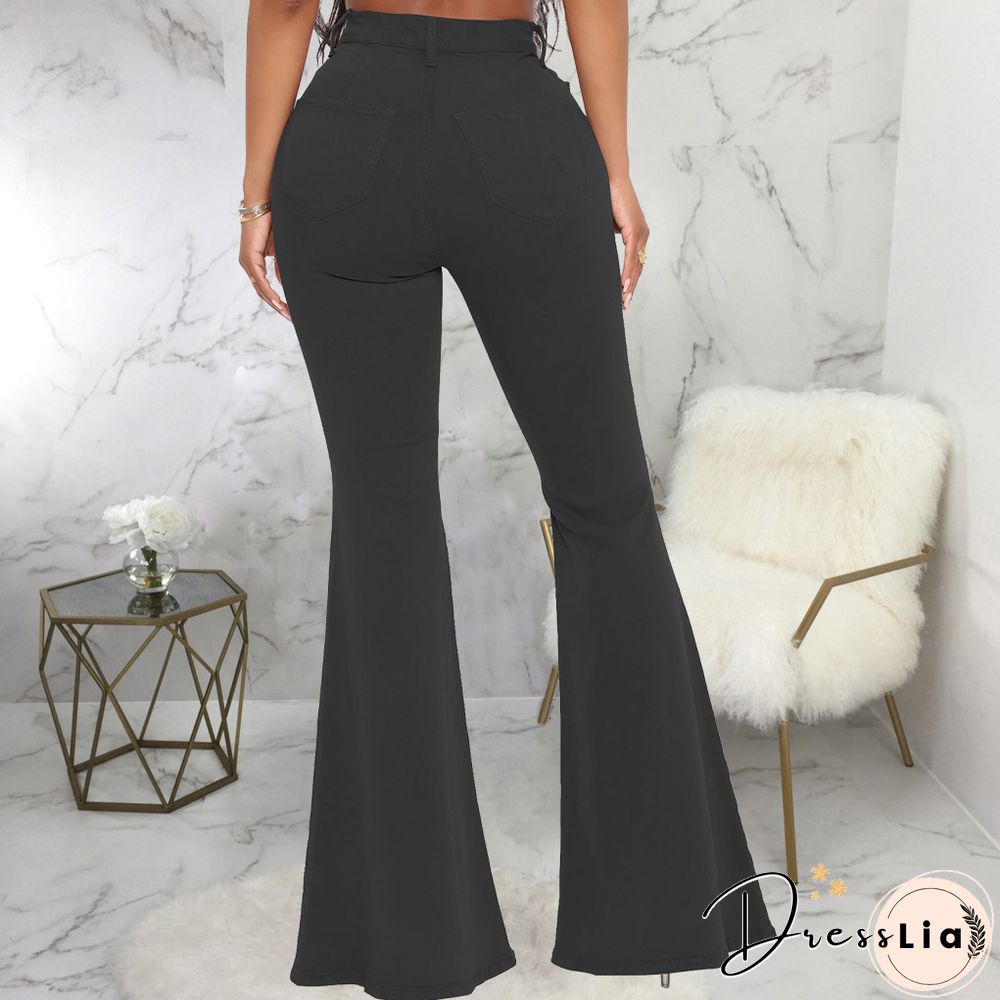 High Waist Stretch Plus Size Flare Jeans Pants