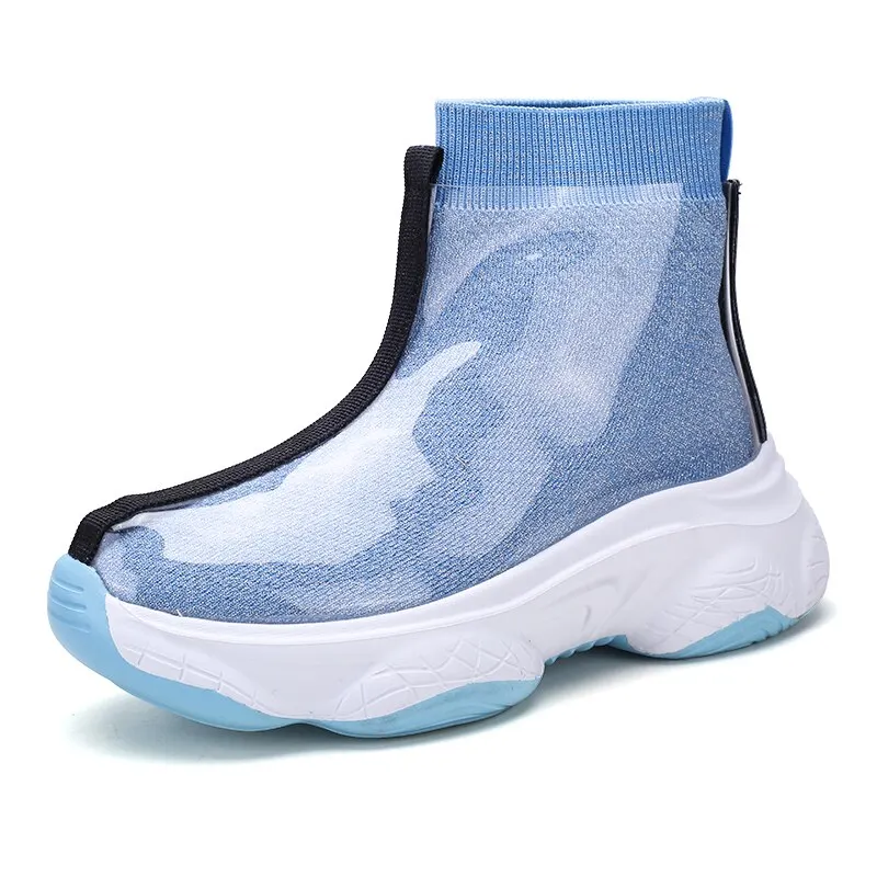 Women Boots Women Rain Boots Fashion Non Slip Sock Ankle Boots Female Water Shoes Women Comfortable Thick Bottom Rubber Boots