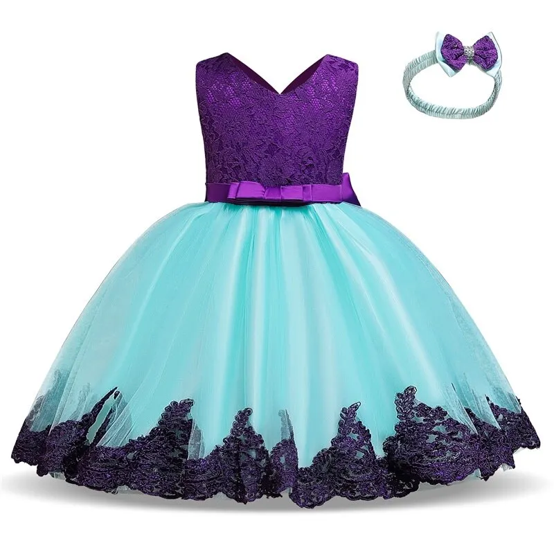 Uveng Flower Lace Baby Girl Dress Wedding Party Children Girls Clothing 0-8 Years Princess Pageant Kids Dresses for Girls Costume