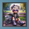 Jolie fille aux grands yeux ronde drill diamond painting-40 * 40cm