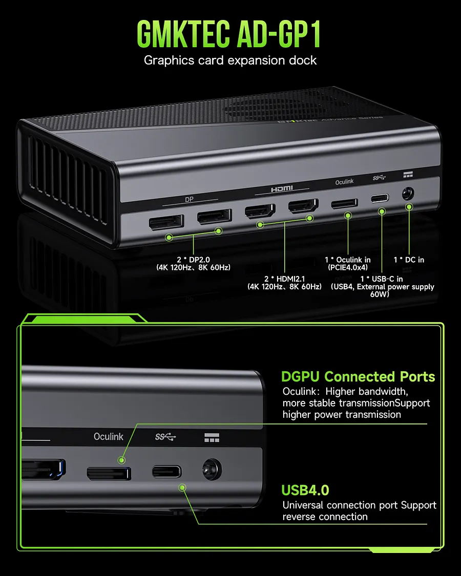 その他 GMKtec AD-GP1 eGPU AMD RX 7600M XT Amazon.com: GMKtec AD-GP1 External GPU Docking Station, eGPU