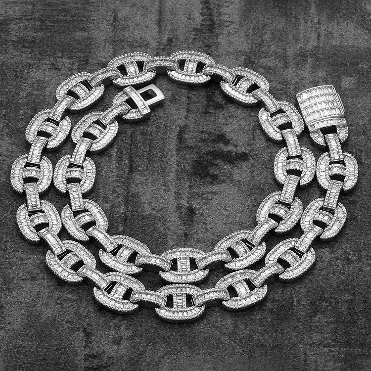 Iced Out Pig Nose Cuban Chains Link Bracelets Necklaces 16MM Hip Hop Bling Bling