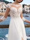 Split-Side Crochet Three-Quarter Sleeves Maxi Dresses