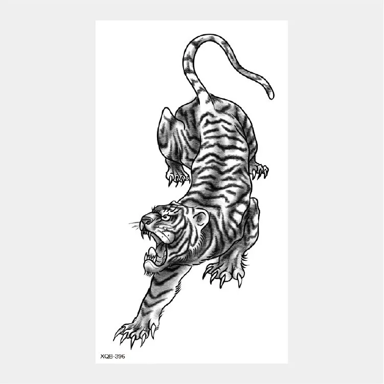 Sdrawing Temporary Tattoo Stickers Animal Tiger Lion Wolf Head Domineering Half Arm Big Picture Water Transfer Tatto Sticker