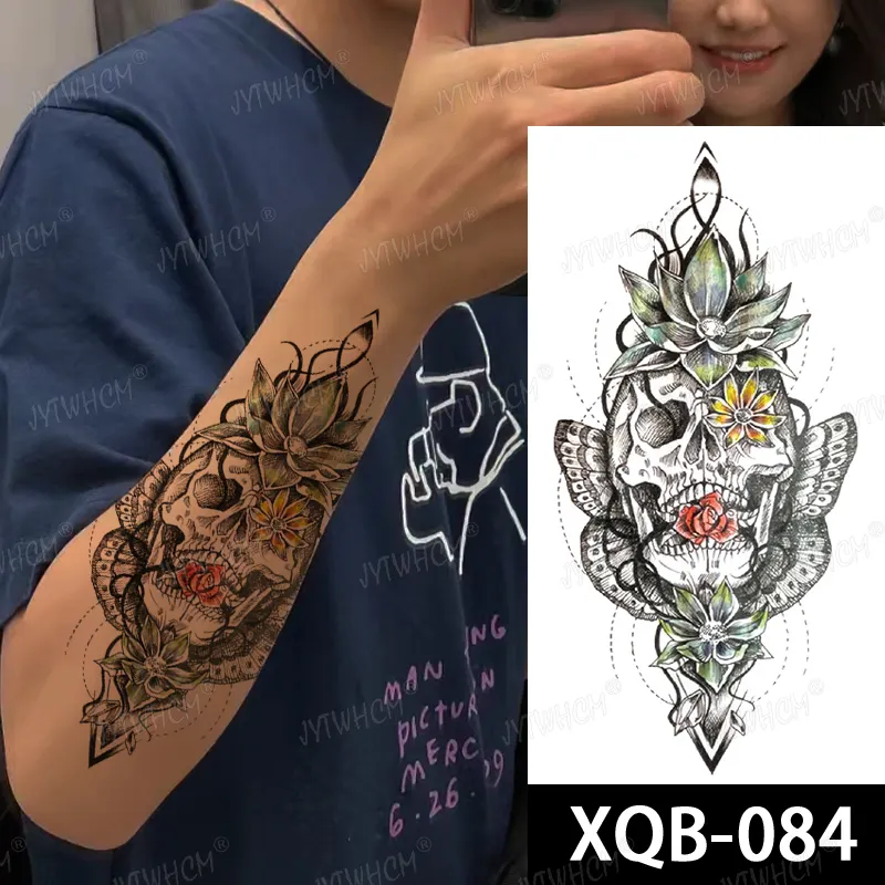 Sdrawing Hot Water Transfer Fake Tattoo Waterproof Temporary Tattoo Sticker For Men Women Wolf Arm Neck Tattoo Flash Tattoo Sleeve