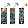 (US Local)3Pcs Special Shape Peacock Diamond Painting Art Bookmark with Pendant for Books