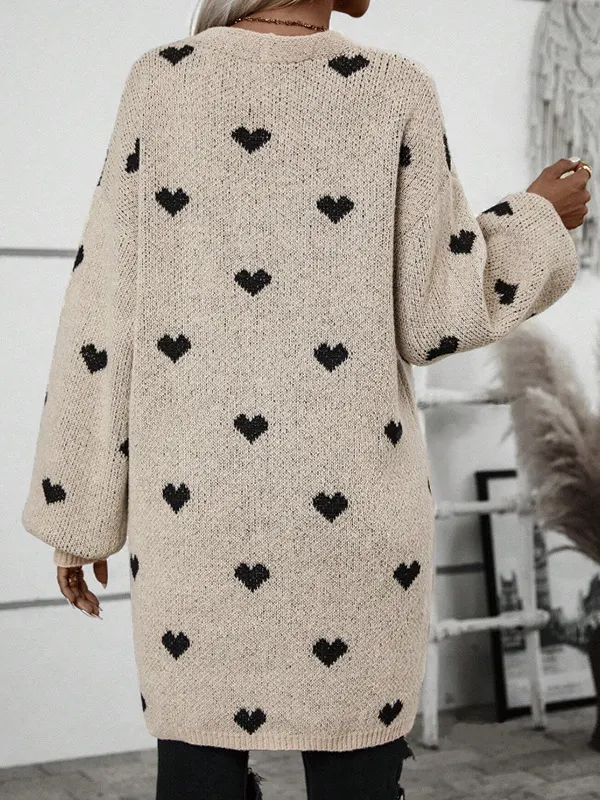 Nigikala Nigikala Love Knitted Shirt Fashion Casual Sweater Coat Woman