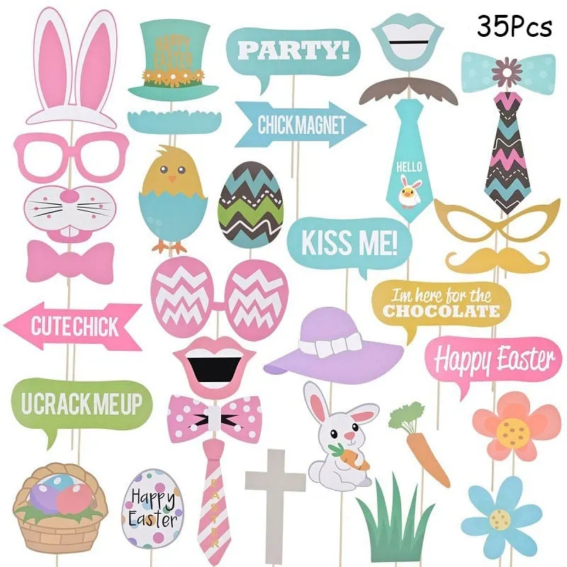 DIY Easter Decoration Eggs Styrofoam Foam Ball Happy Easter Decorations For Home Kids Easter Party Gifts Handmade Ornaments