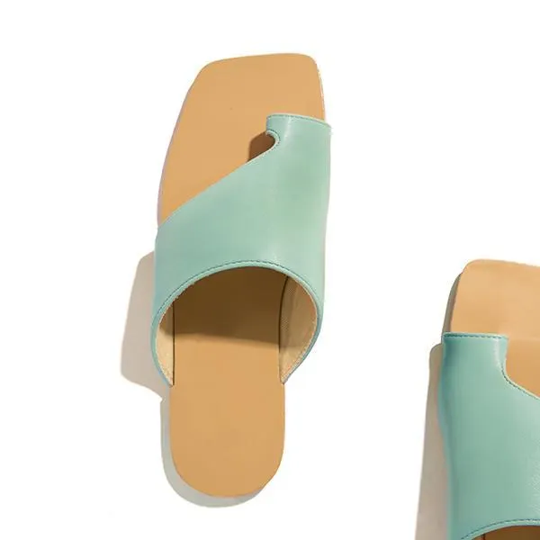 Mint Strap Detailing Slip On Sandals